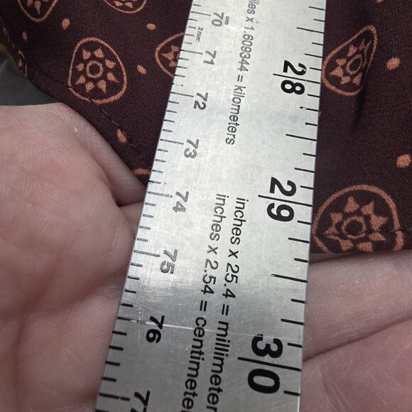 Cato Shirt Womens 26/28W Brown Burgundy Mixed Print Zip Front Roll Tab Plus Size - Picture 10 of 10